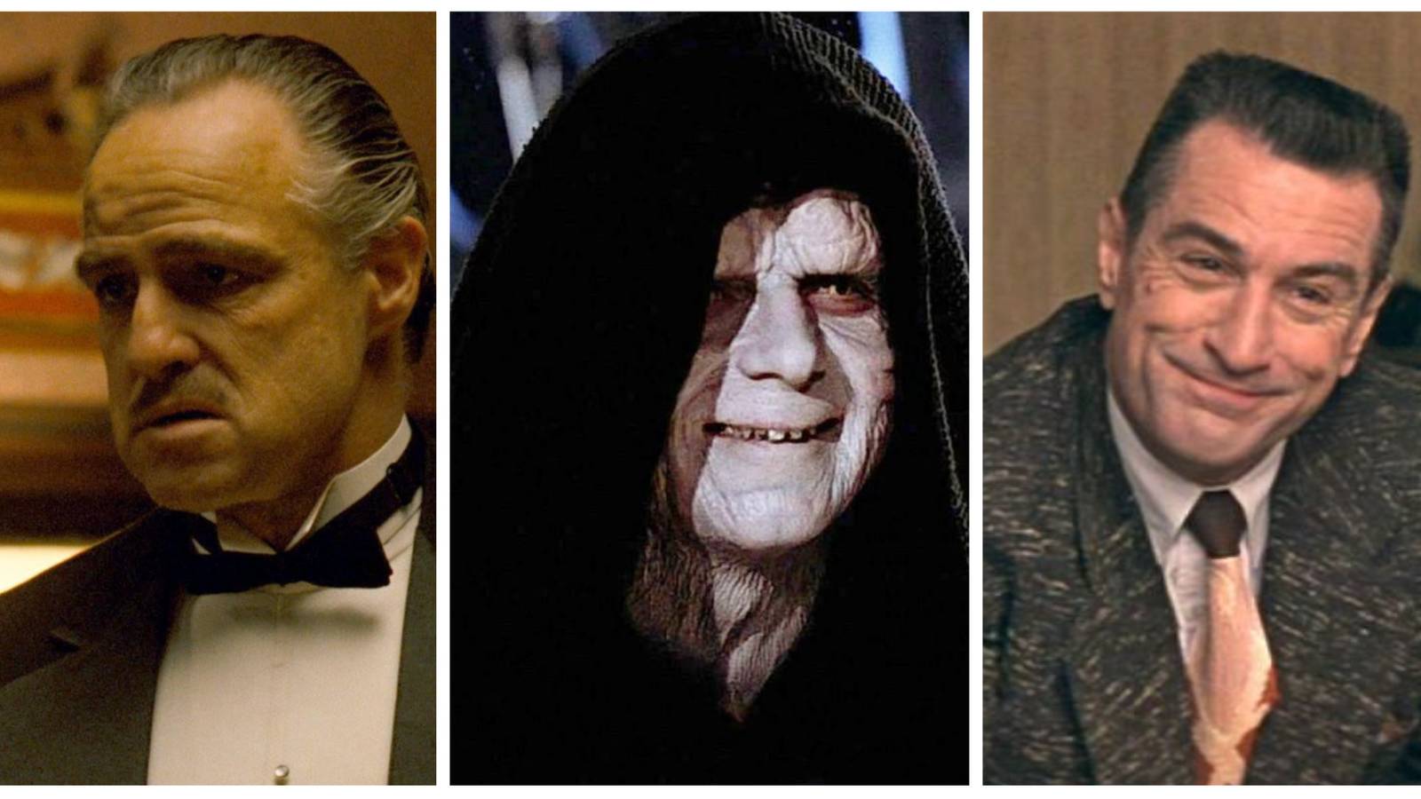 vito corleone, dwight hansen, emperor palpatine, in a photo collage
