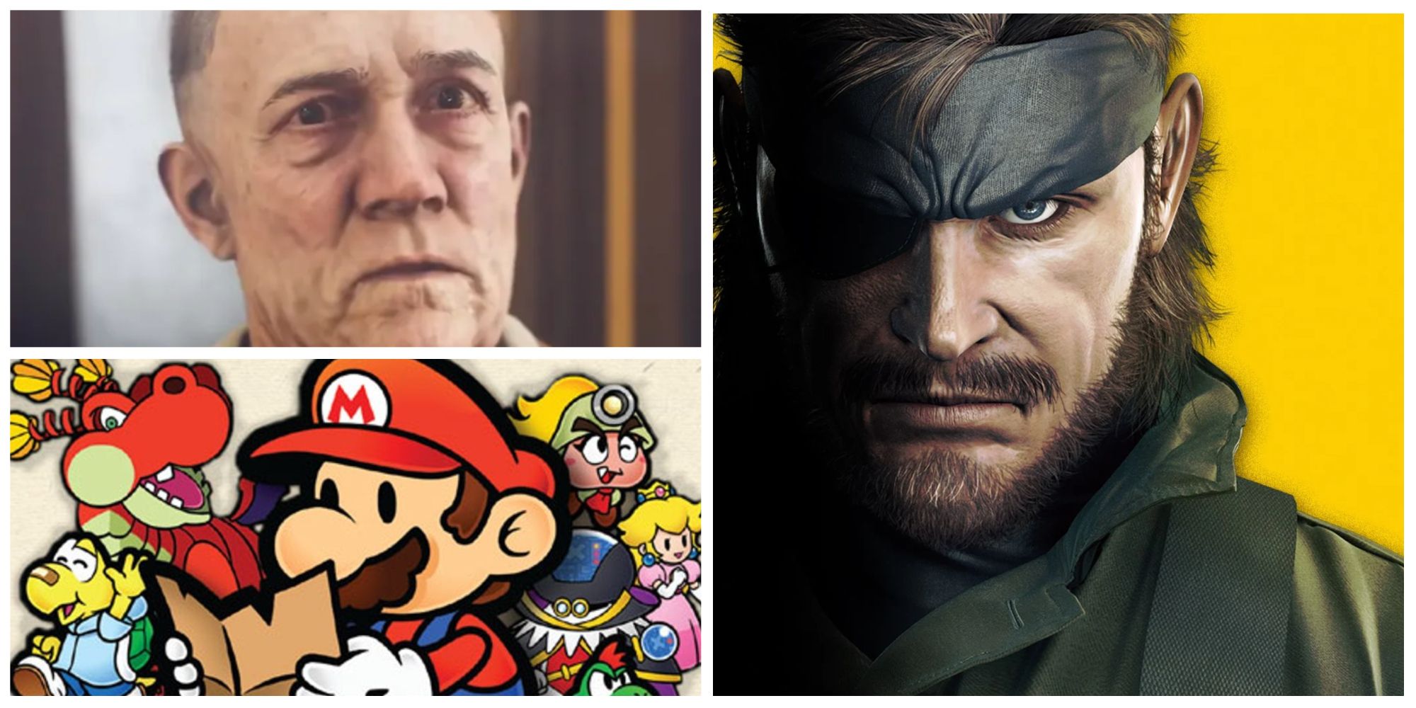 pictures from wolfenstein, paper mario and metal gear in a photo collage