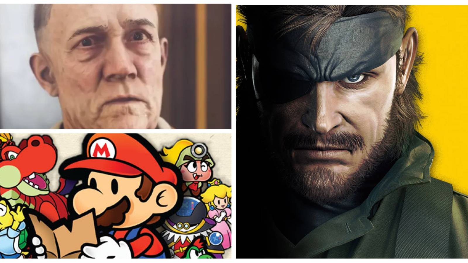 pictures from wolfenstein, paper mario and metal gear in a photo collage
