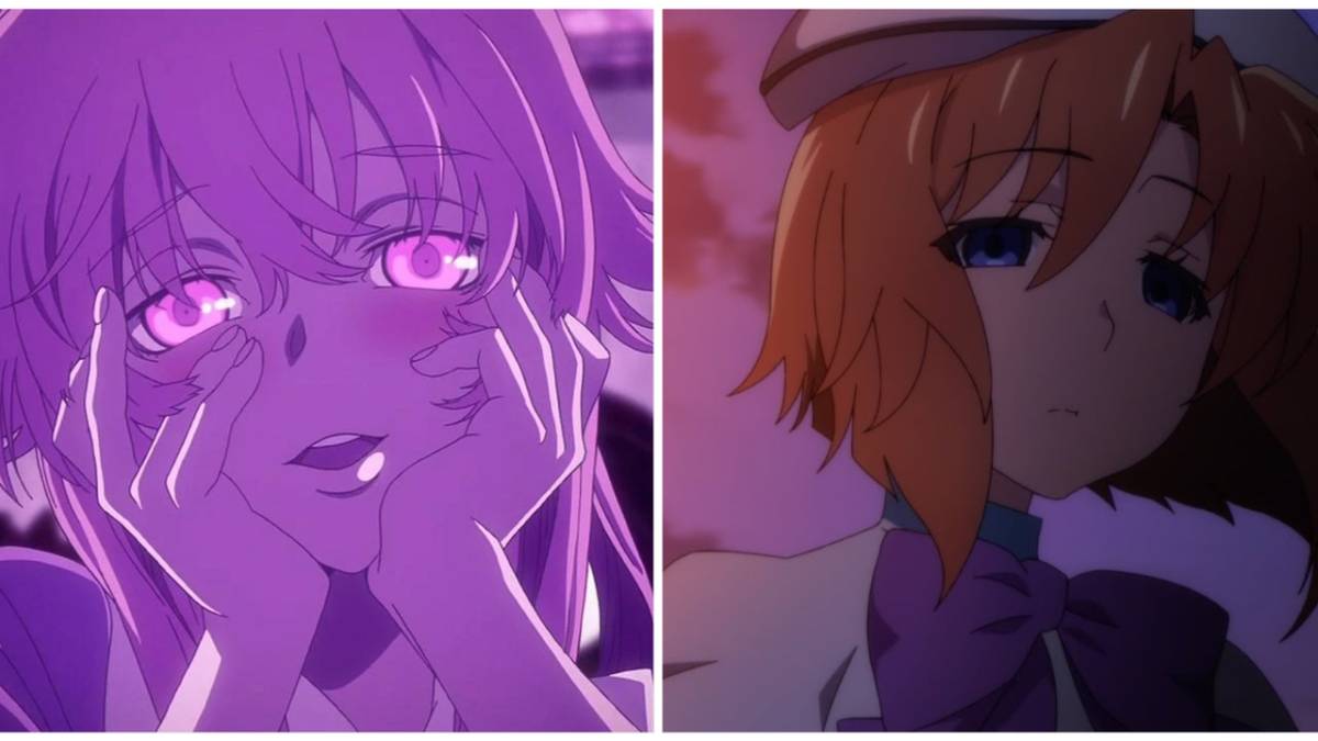 on the left is gasai yuno from the future diary and on the right is rena ryuuguu from when they cry