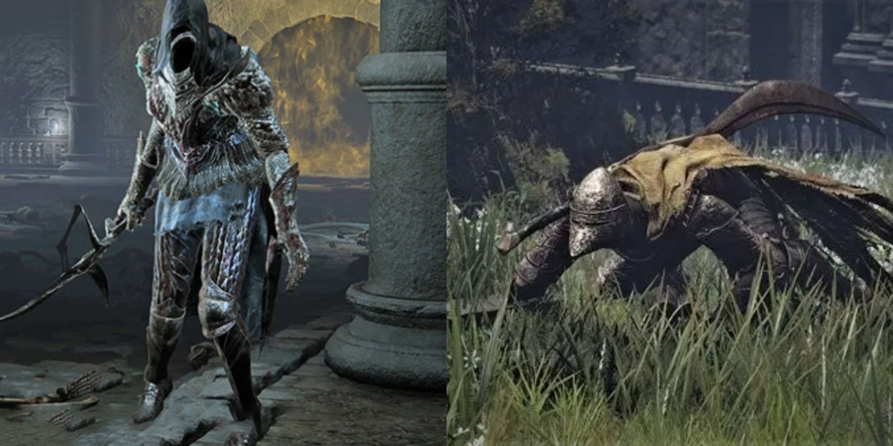 Split image of Black Knife Assassin and Bloodhound Knight.