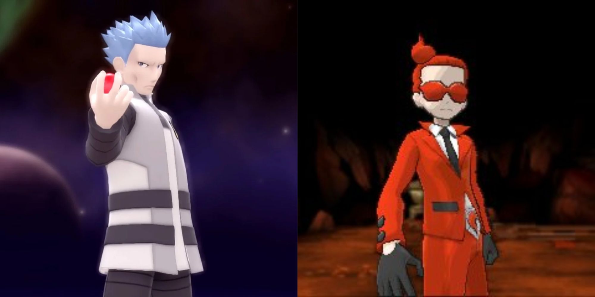 Split image of Galactic boss and Team Flare grunt.