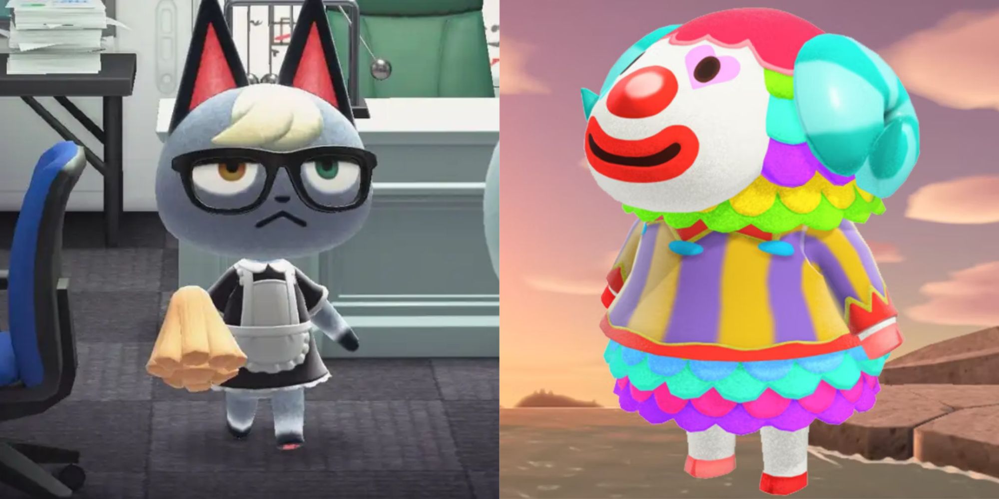 raymond the cat villager and pietro the sheep villager in animal crossing: new horizons