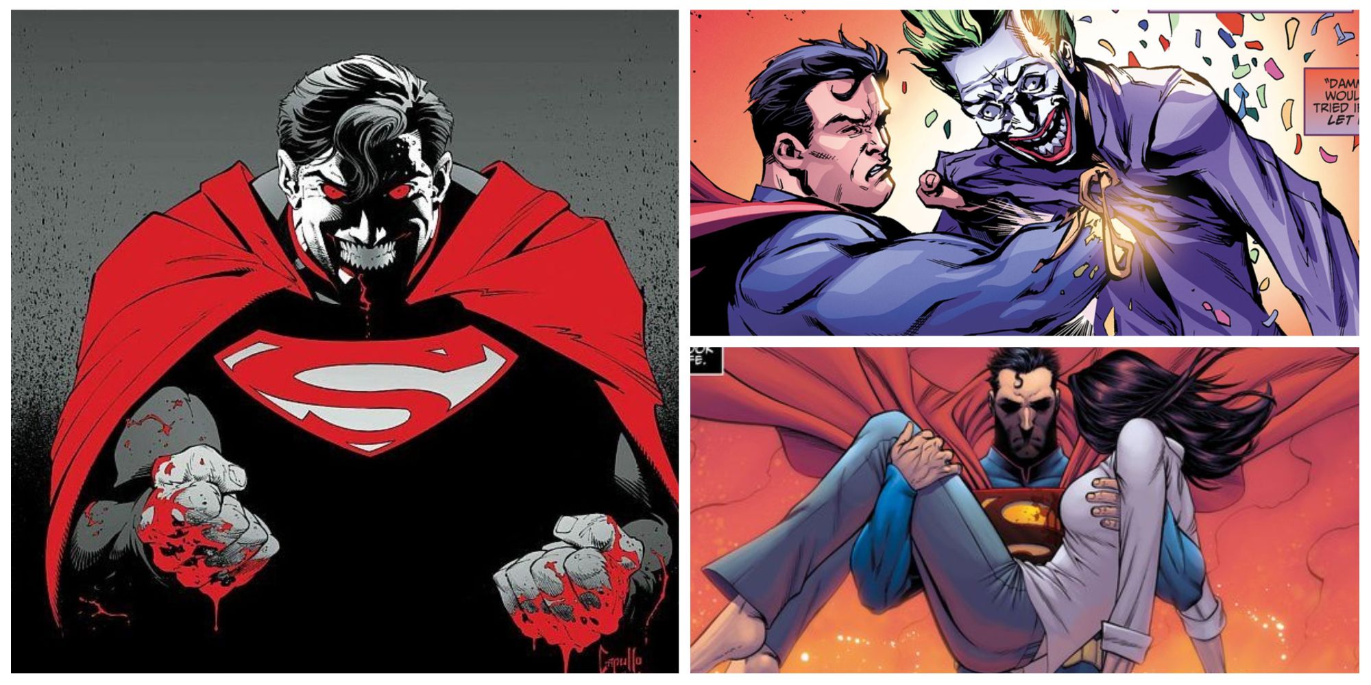 злой супермен, супермен с лоис лейн и джокер в фотоколлаже