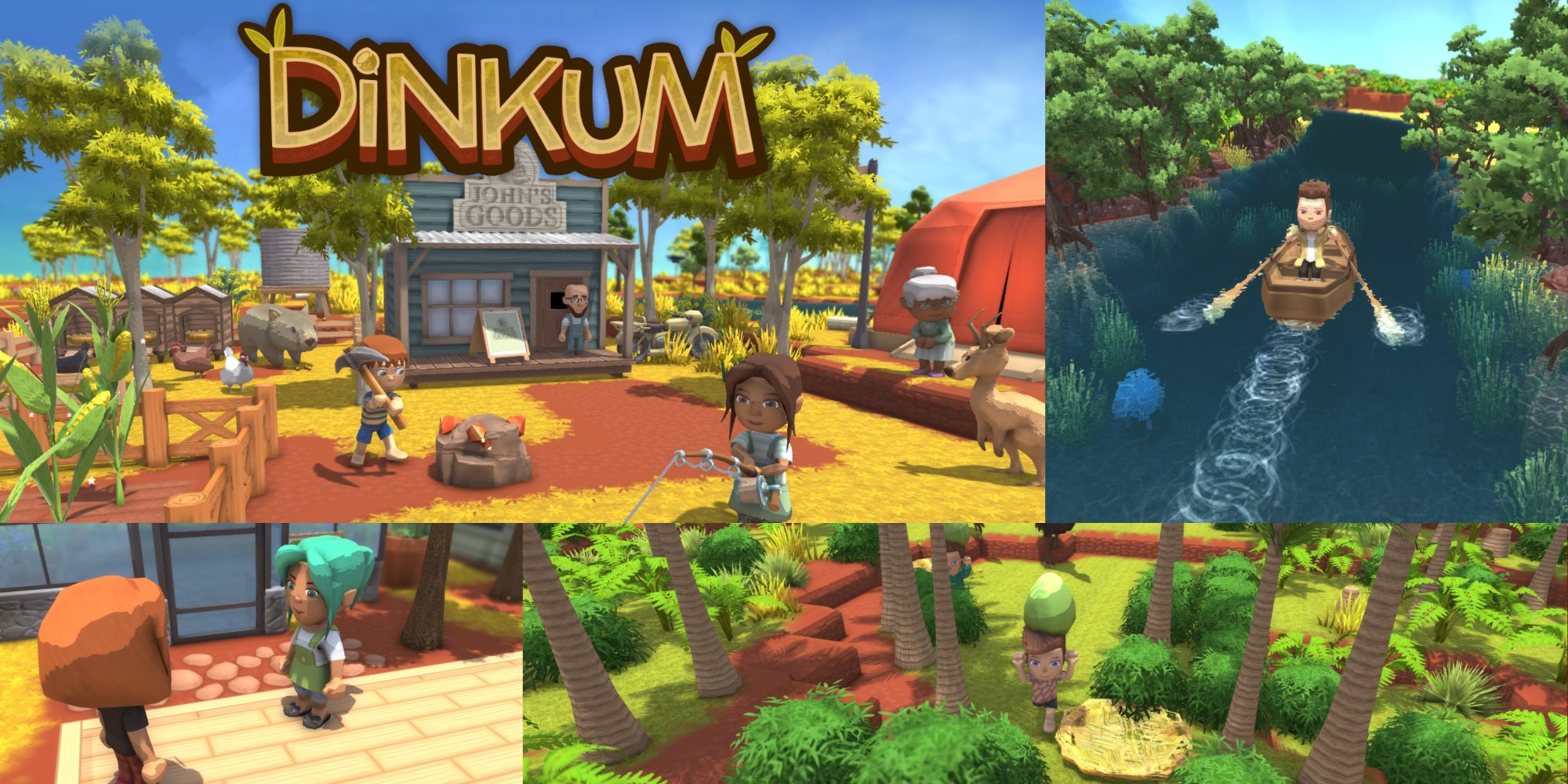 The game image of Dinkum along with various things players can do in Dinkum