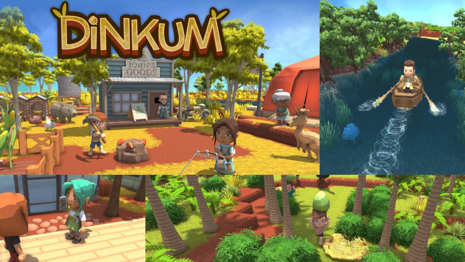The game image of Dinkum along with various things players can do in Dinkum