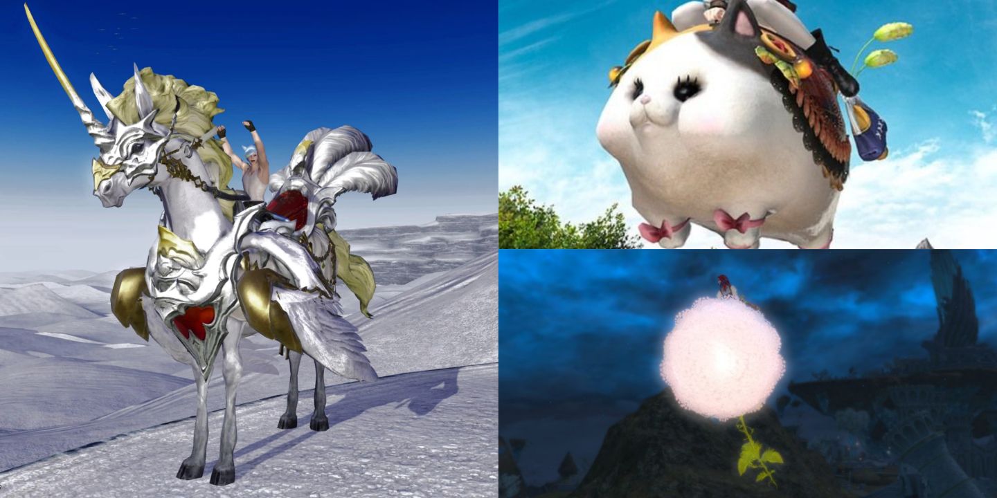 astrope, fatter cat and cloud mallow mounts from final fantasy 14