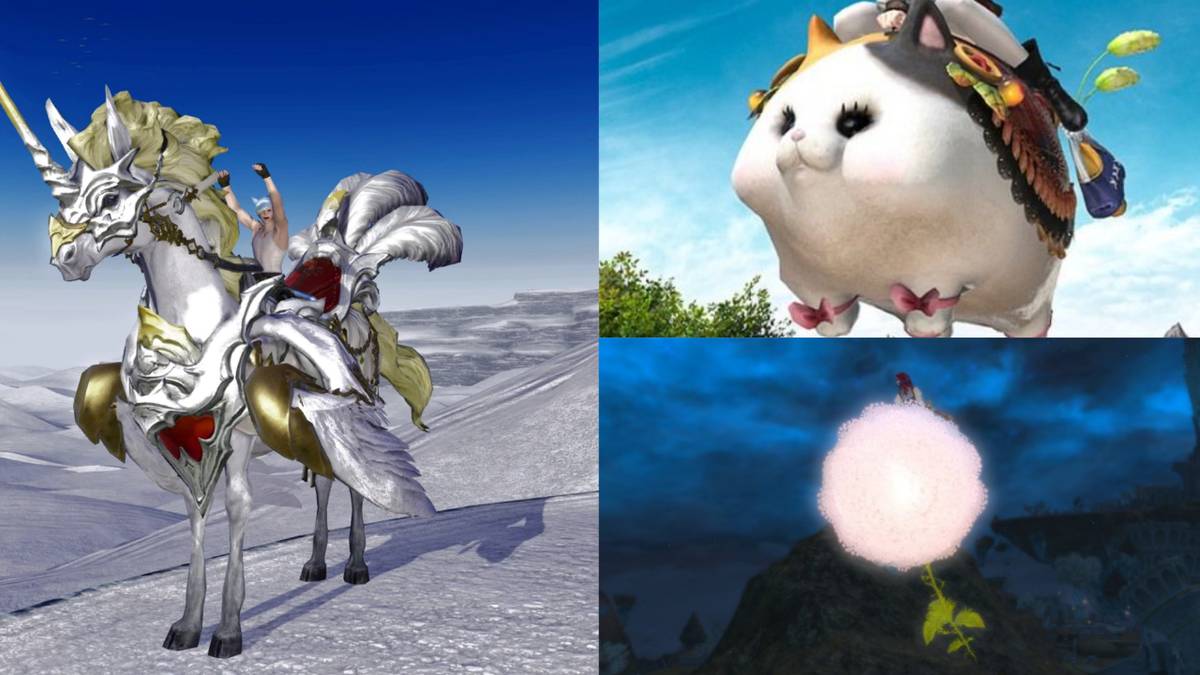astrope, fatter cat and cloud mallow mounts from final fantasy 14