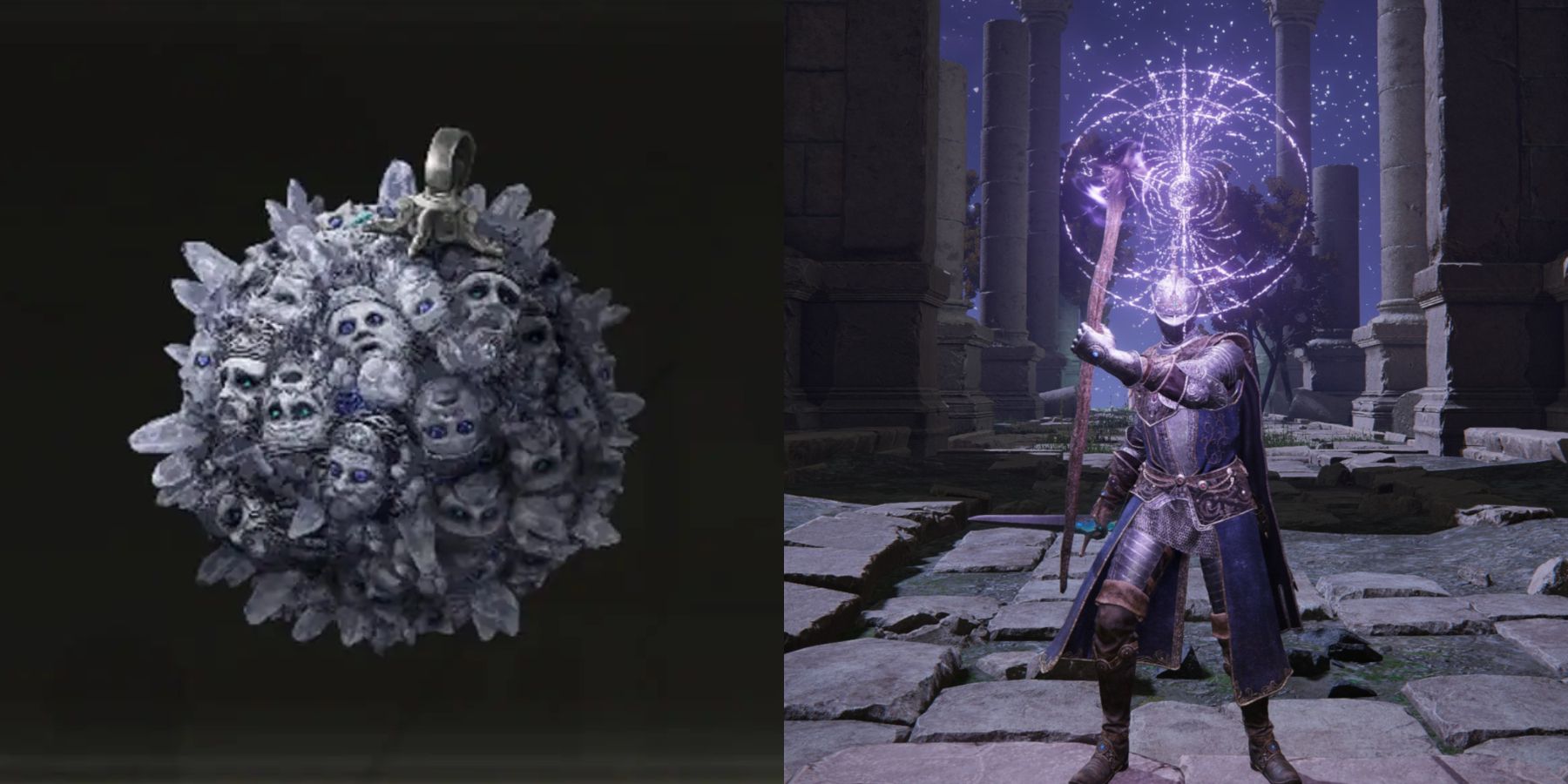 Split image of Grave-Mass Talisman and sorcery spell.