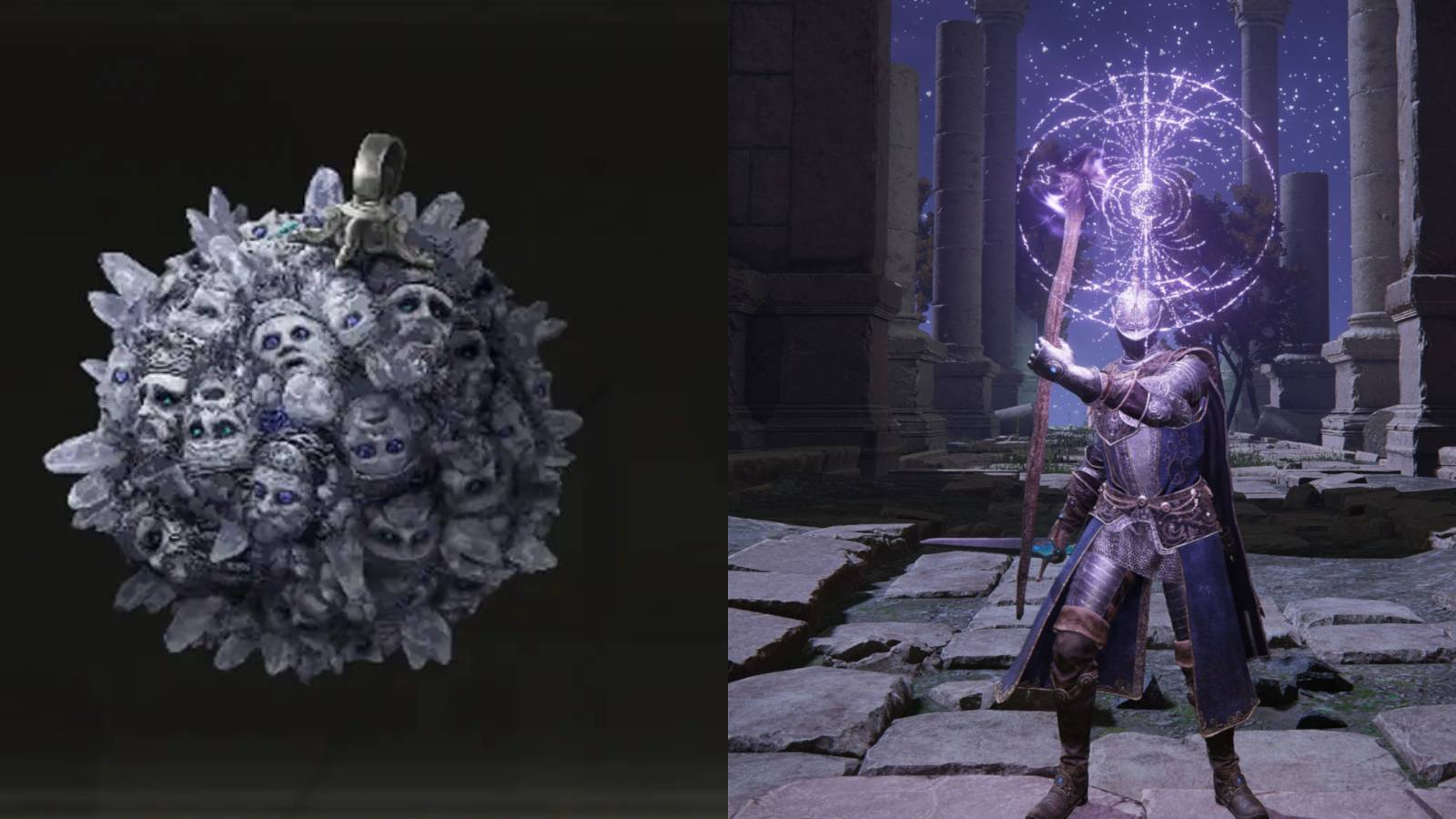 Split image of Grave-Mass Talisman and sorcery spell.