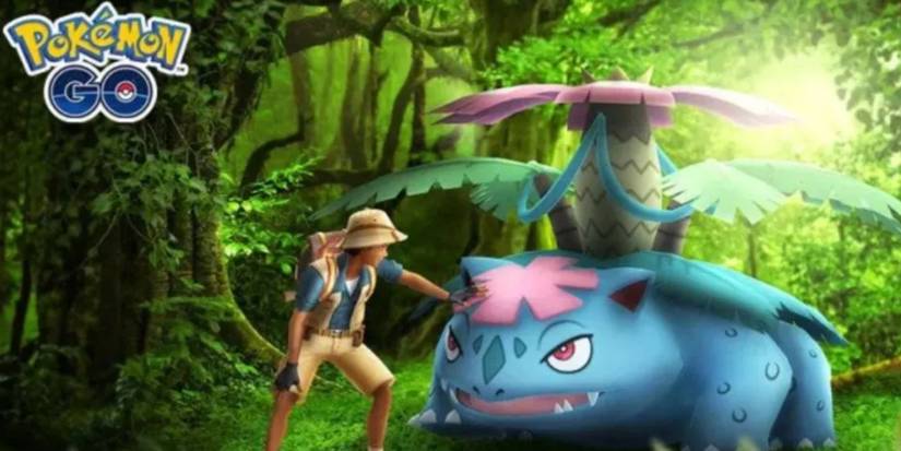 Player character petting mega Venasaur.