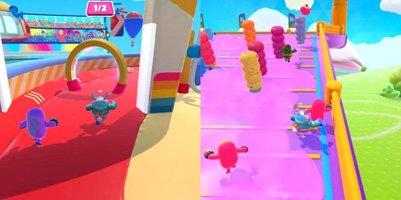 Beans Competing In The 'Speed Circuit' And 'Hit Parade' Races In Fall Guys Ultimate Knockout