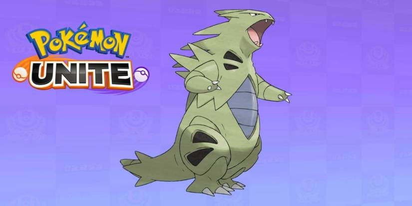 Tyranitar by Pokemon Unite logo.