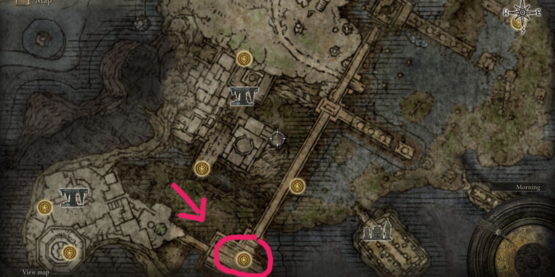 Map with pointed out location of Mimic Tear boss.