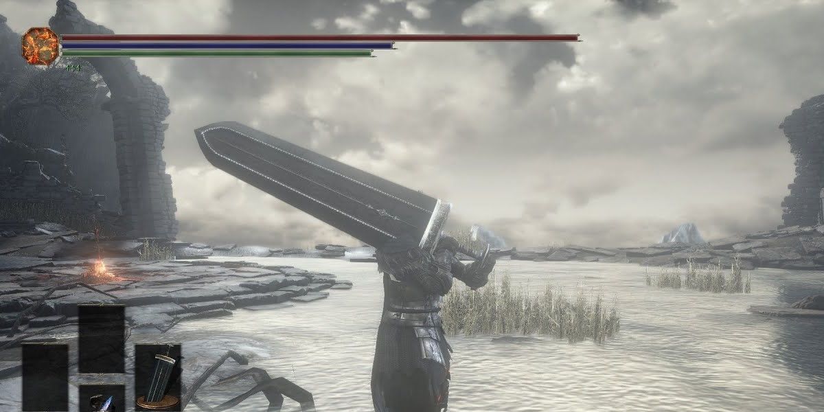 Player's character holding the Crypt Blacksword