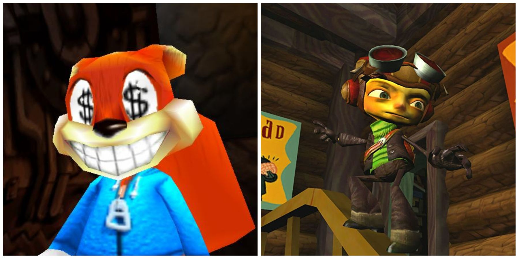 (Left) Conker's Bad Fur Day (Right) Psychonauts