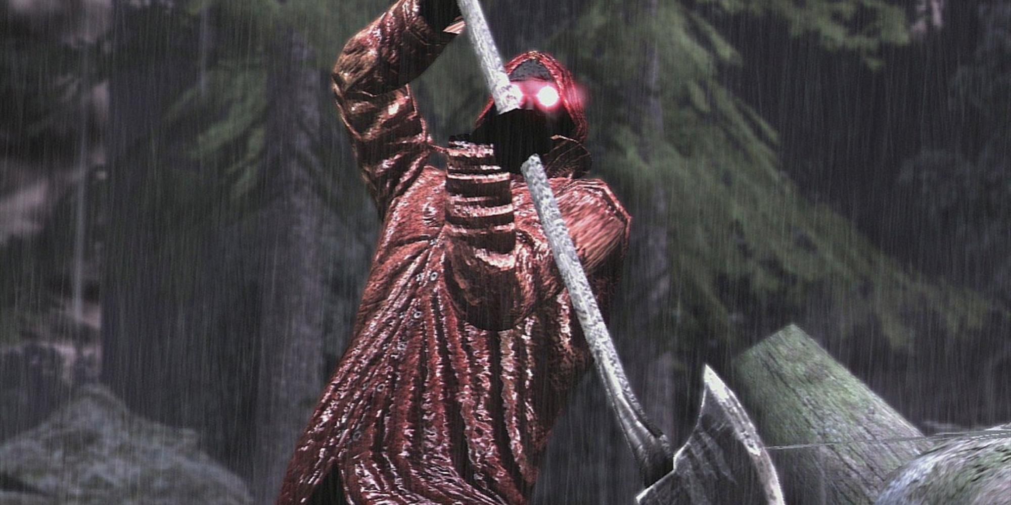 The Raincoat Killer attacking in Deadly Premonition