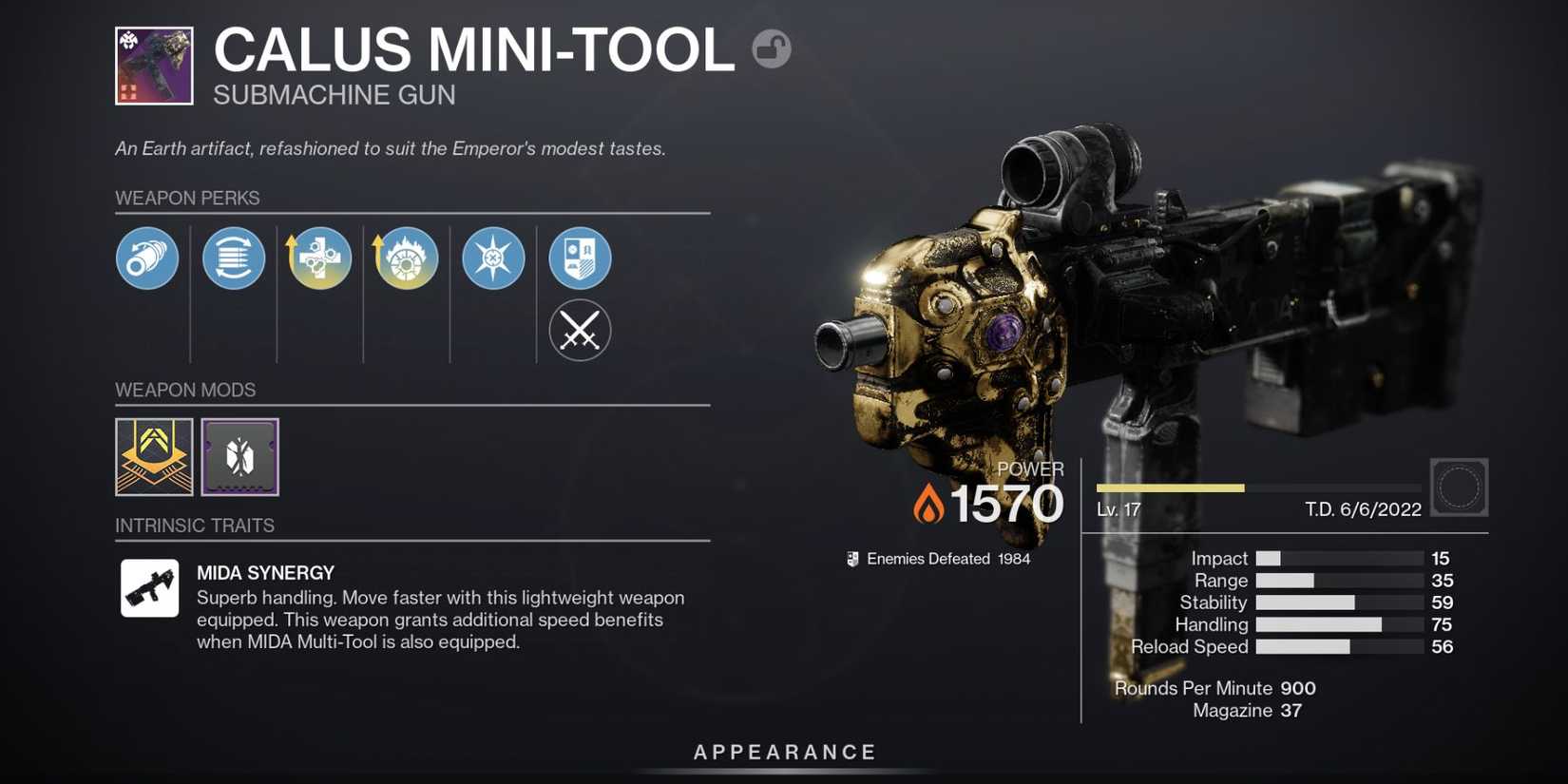 Destiny 2 Calus Mini-Tool Crafted