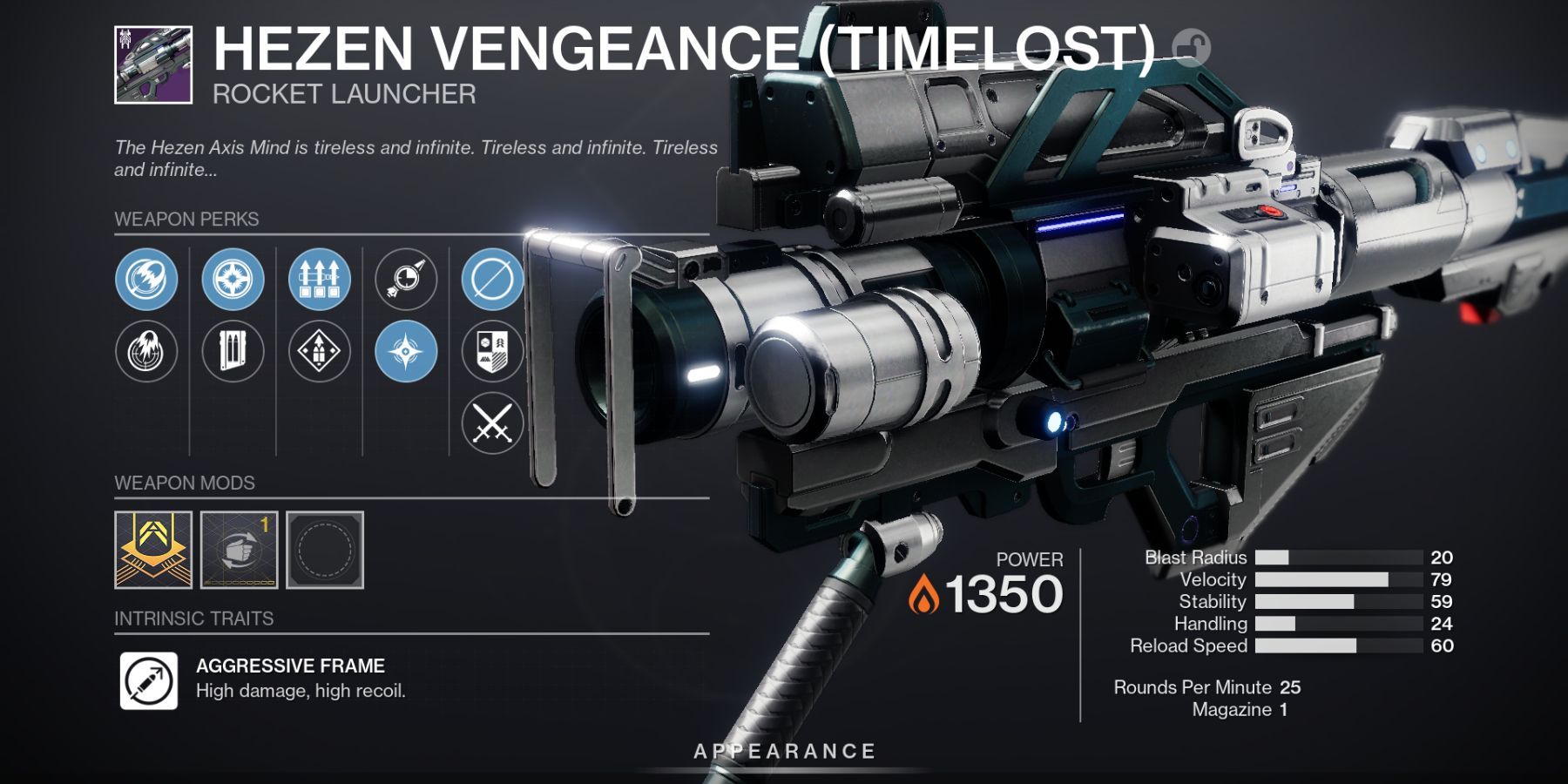 Destiny 2 Hezen Vengeance Rocket Launcher Timelost