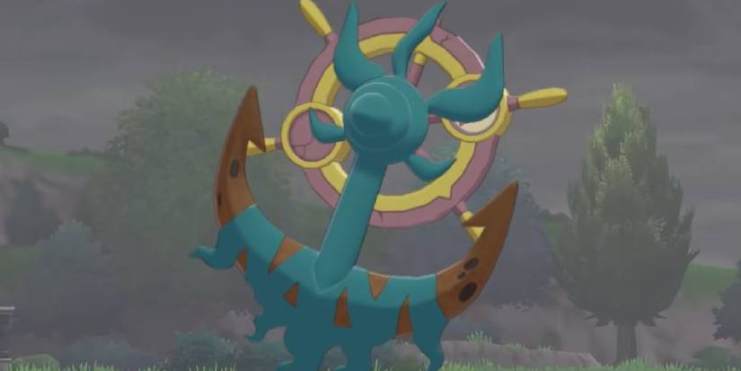 A wild Dhelmise in the rain in Sword & Shield