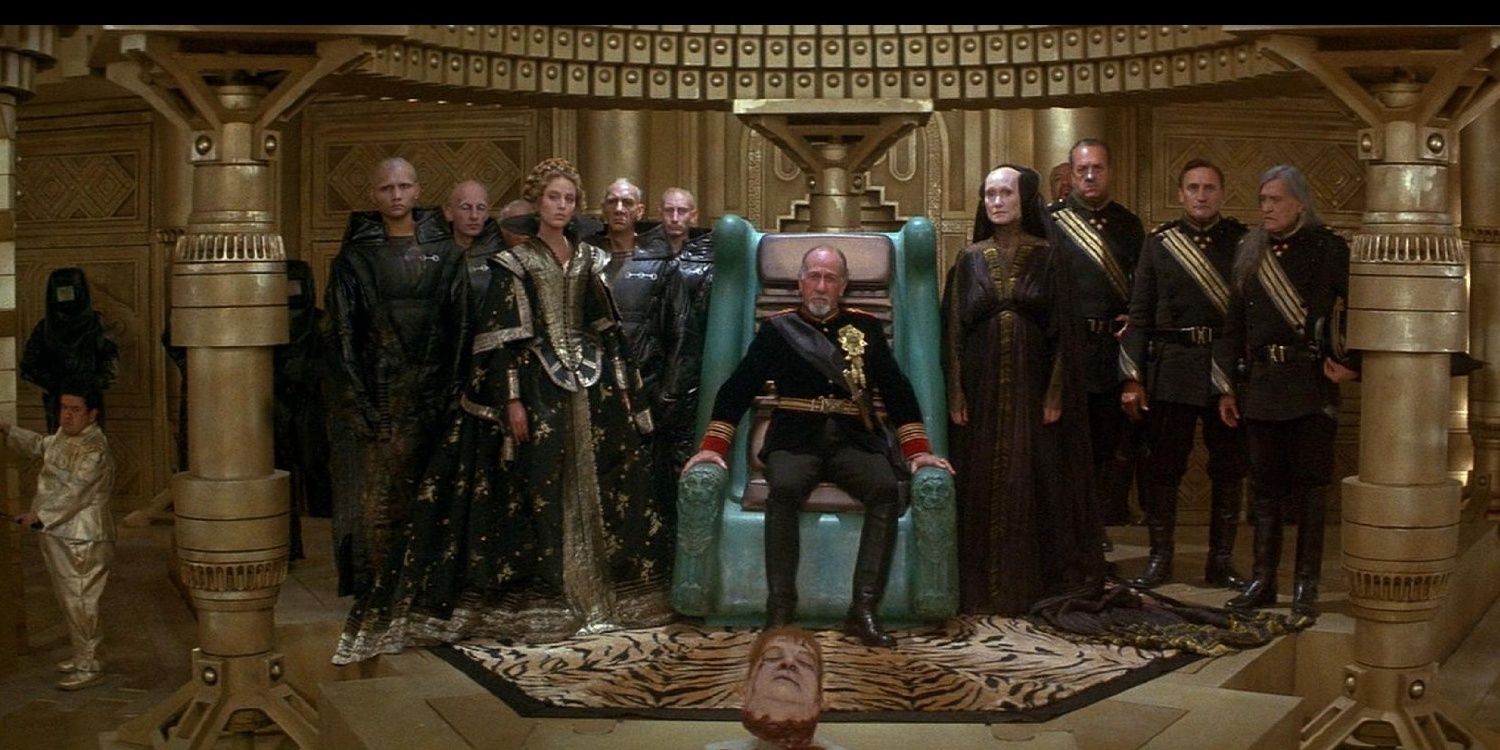 The Emperor on the Golden Lion Throne with his entourage