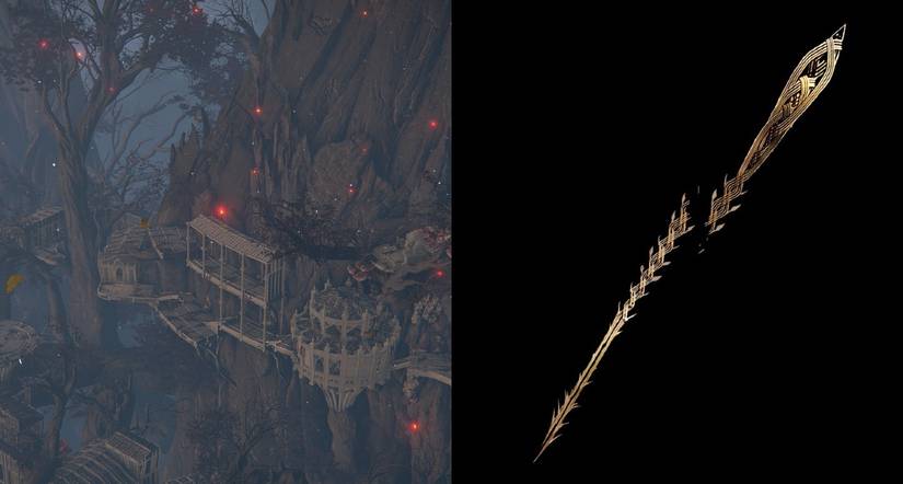 Elden Ring Haligtree Town and Unalloyed Gold Needle Side by Side