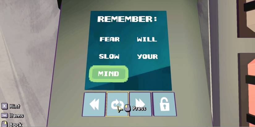 Escape Academy - Under Pressure - Fear will slow your mind - Player enters the moral of the story to finish the level