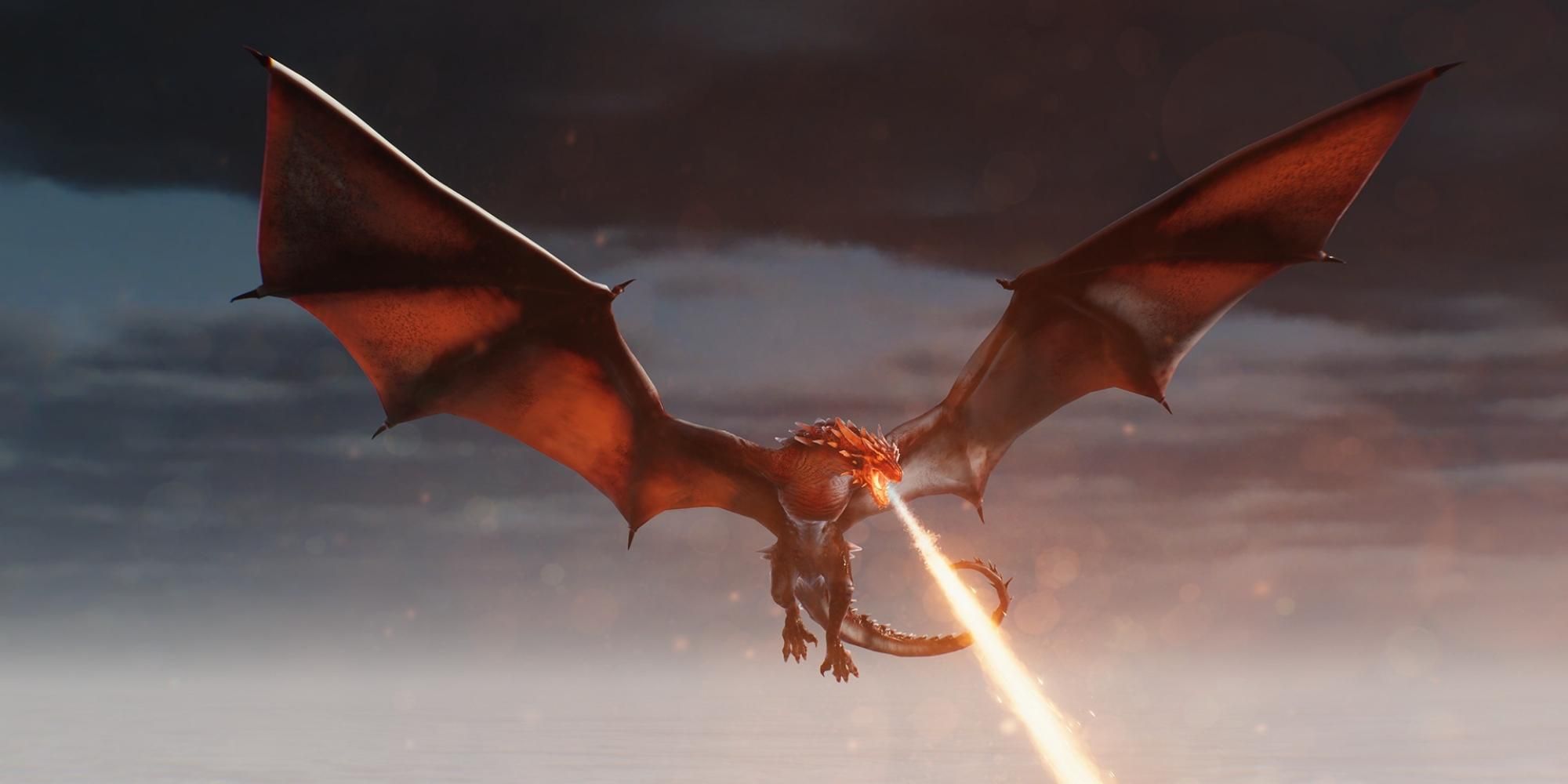 дракон извергает огонь в Fire And Steel