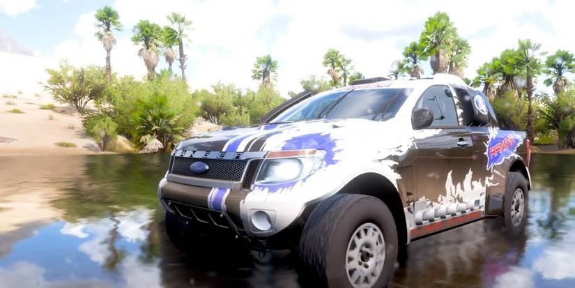 Ford Ranger T6 Rally Raid Forza Horizon 5 corner view on lake