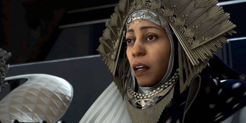 A Forspoken NPC speaking to Frey Holland in a cutscene