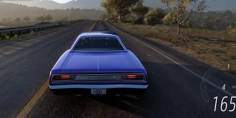 Forza Horizon 5  Dodge Coronet Super Bee back view driving on prairie road