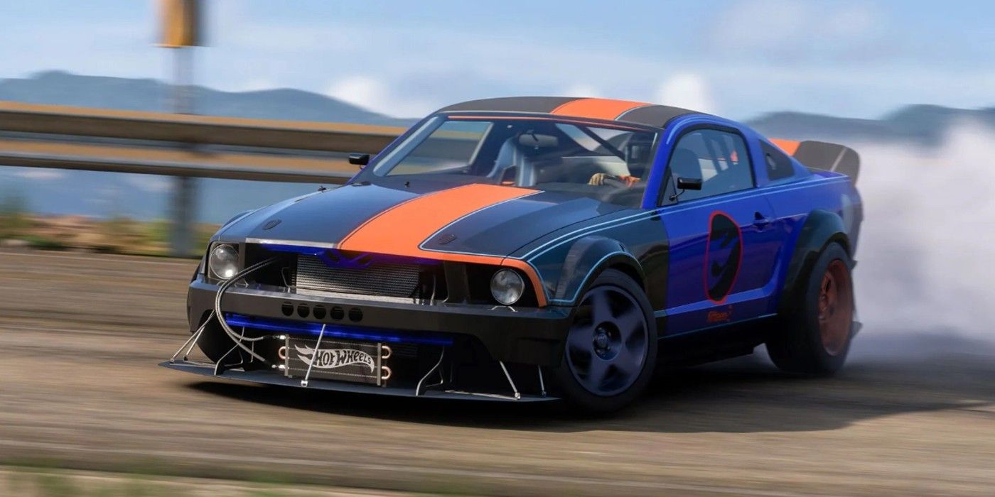 Forza Horizon 5  Hot Wheels Mustang skidding losing control kicking up dust