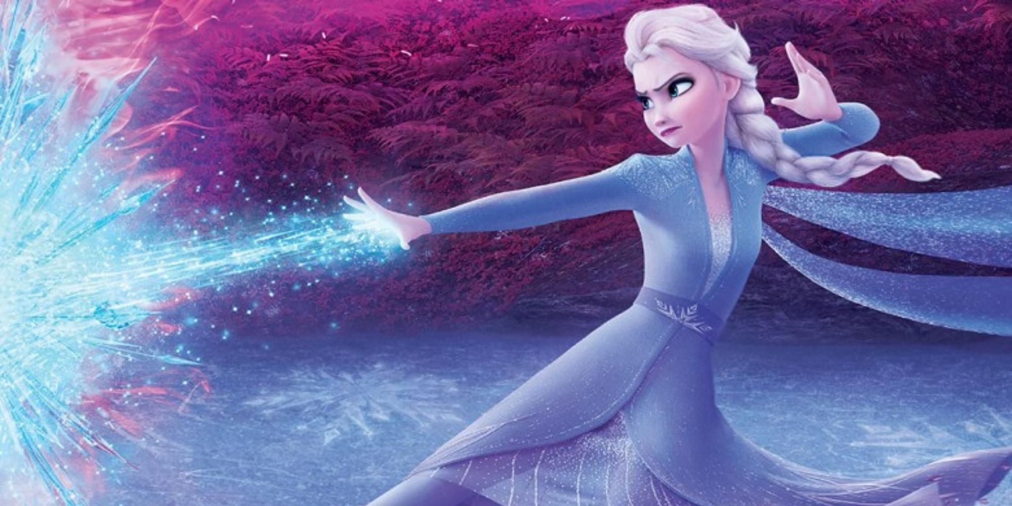 Elsa uses her powers in Frozen