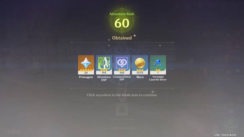 Genshin Impact level 60