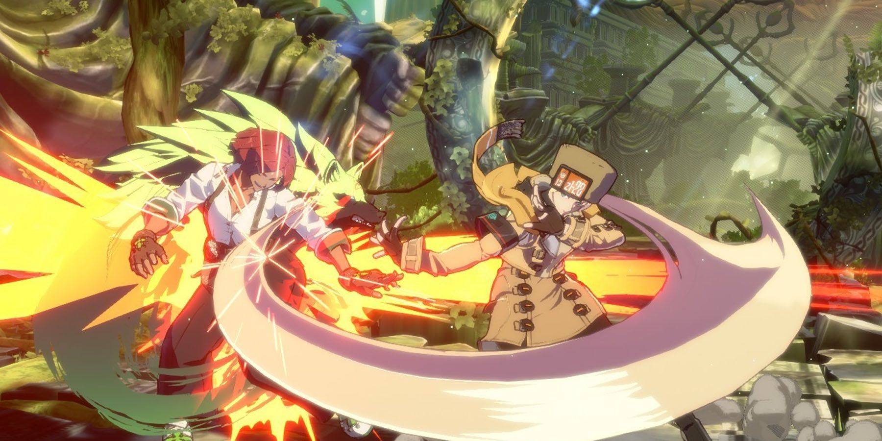 Giovanna fighting Millia in Guilty Gear Strive