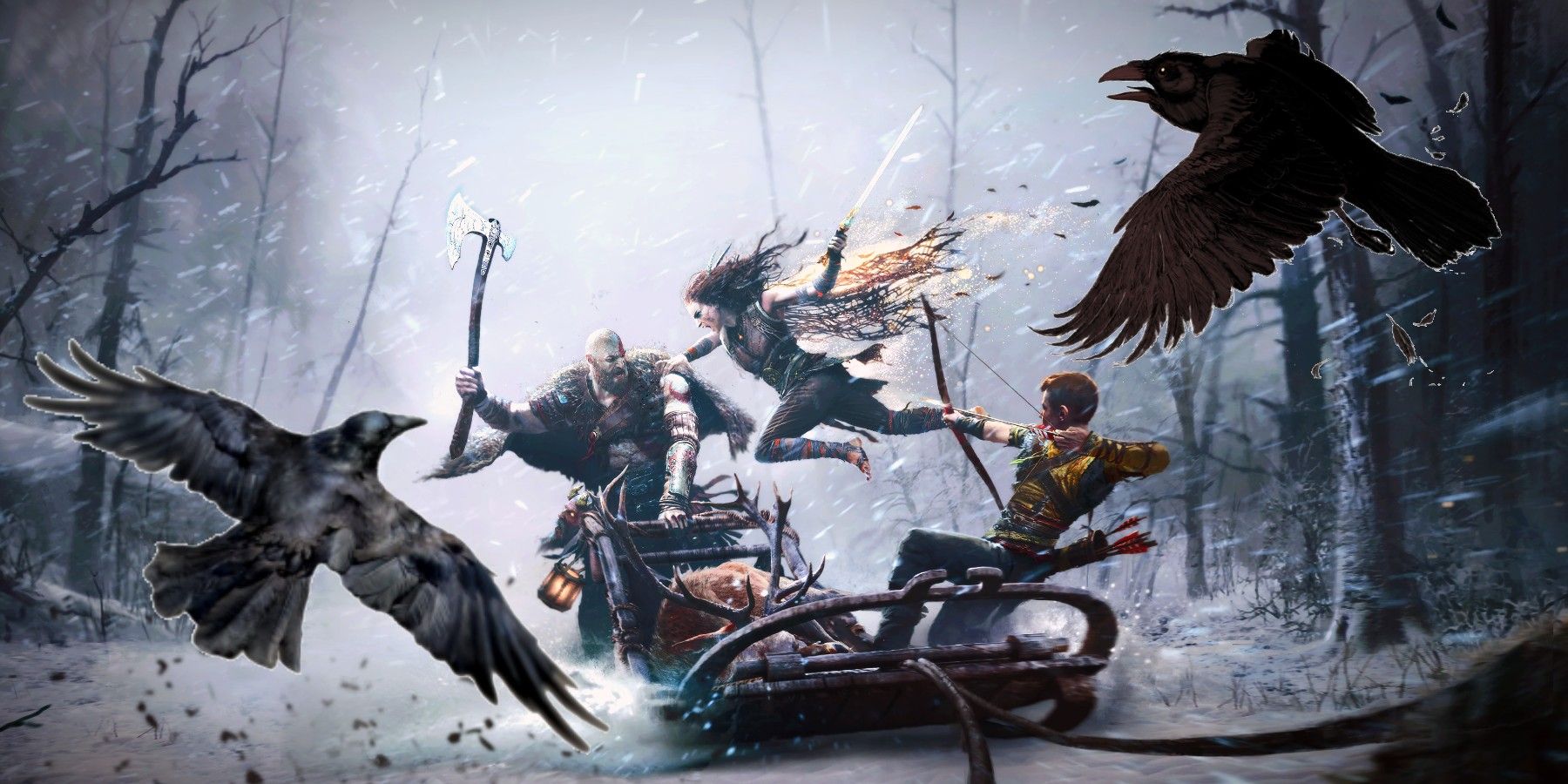 Detail about Odin and his ravens, Huginn and Muninn : r/GodofWar