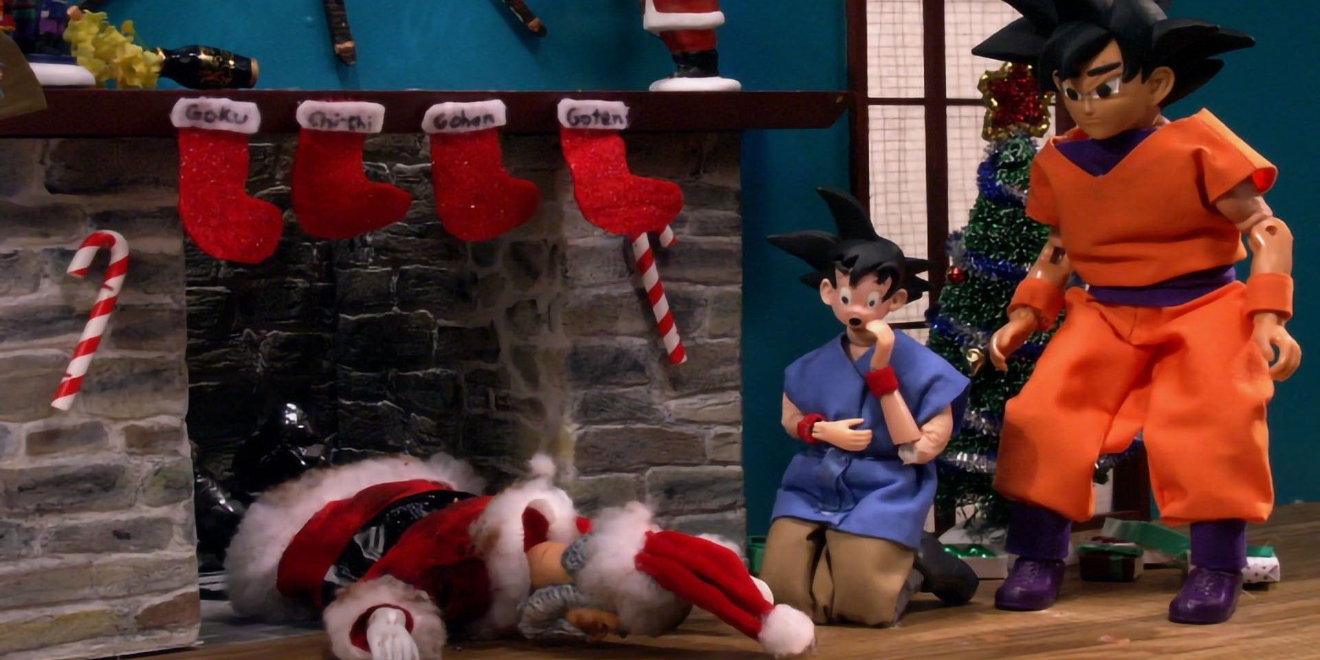 Goku, Goten, and Santa Claus in Robot Chicken
