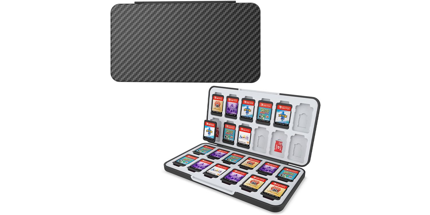 HEIYING Game Card Case for Switch&Switch OLED Game Card or Micro SD Cards,Carbon Fibre Surface Processes Design Switch Game Card Case with 24 Game Card...