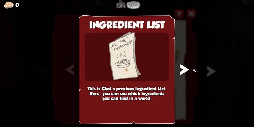 Hell Pie - Check the ingredient list - Player gets the Ingredient List after talking to the Chef