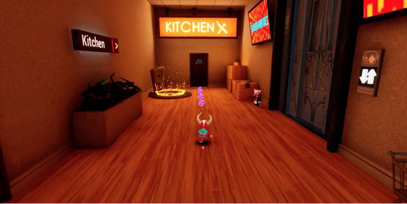 Hell Pie - Collect gems on every level - Player collects gems before entering the kitchen