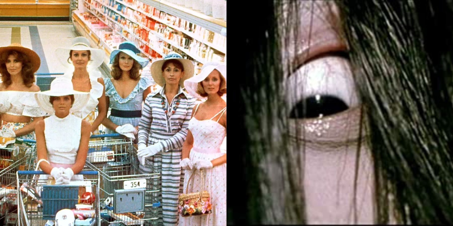 Split image of The Stepford Wives and Ringu
