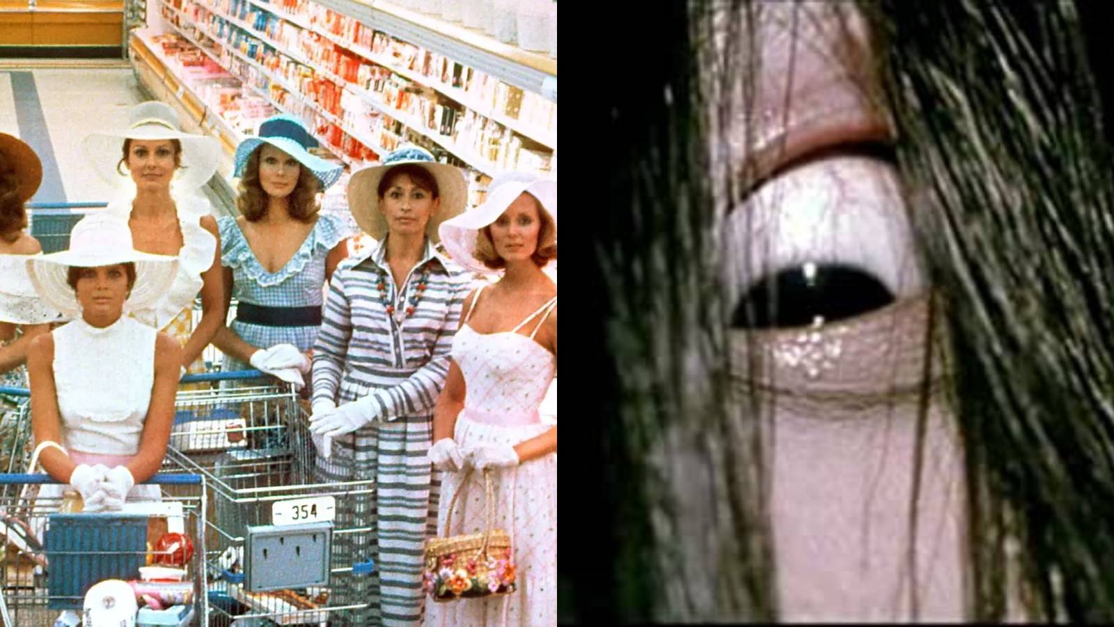 Split image of The Stepford Wives and Ringu