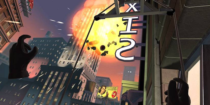 An explosion during a level in I Expect You To Die