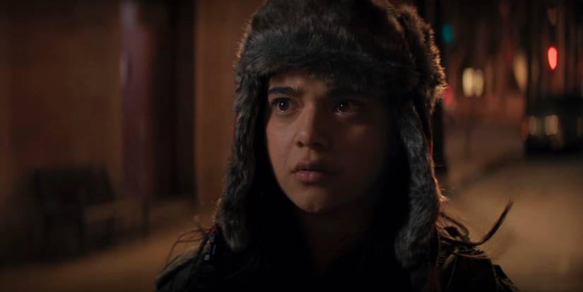 Iman Vellani as Kamala Khan surprised in Ms. Marvel