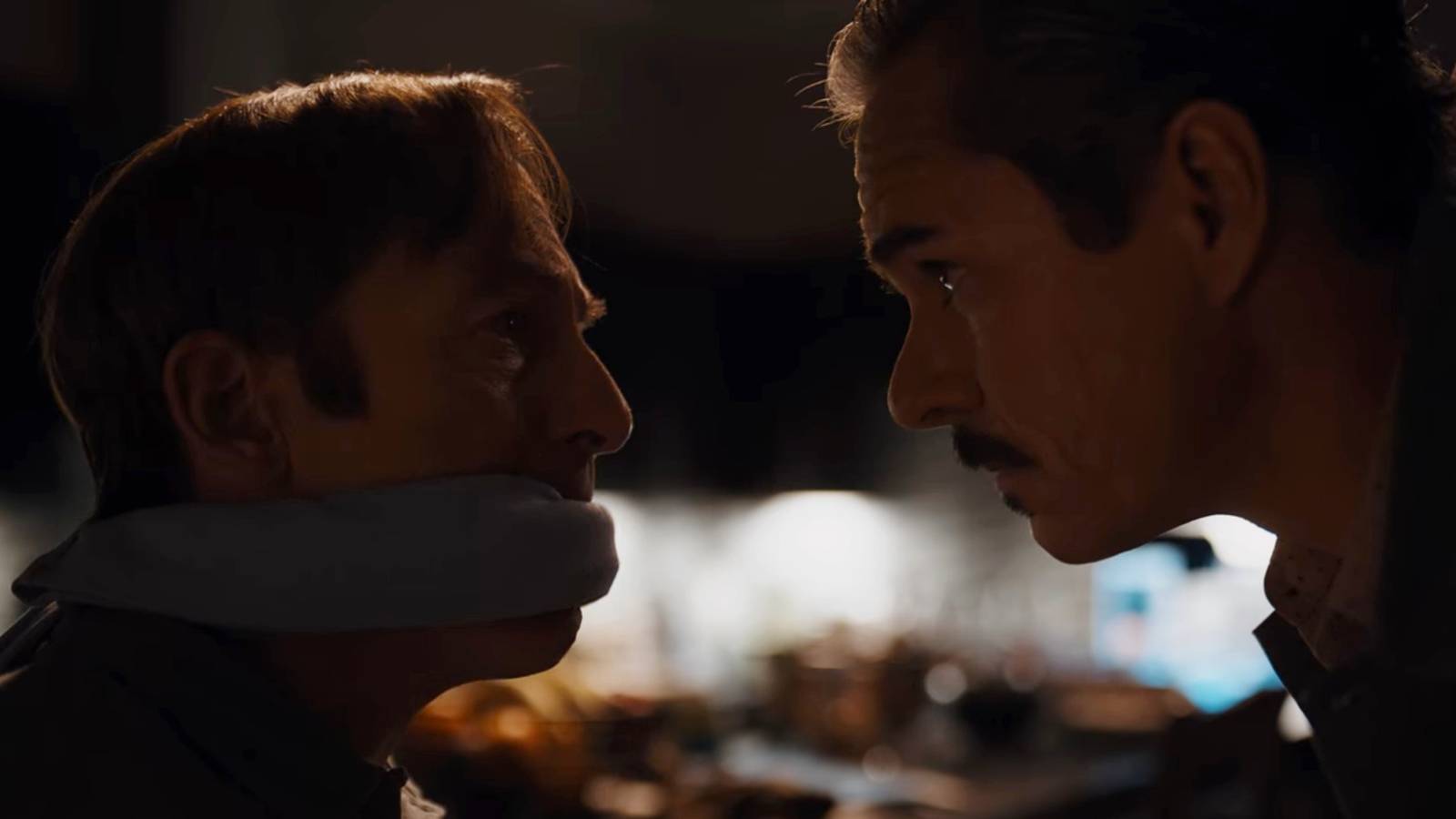 Lalo threatening muzzled Jimmy in Better Call Saul