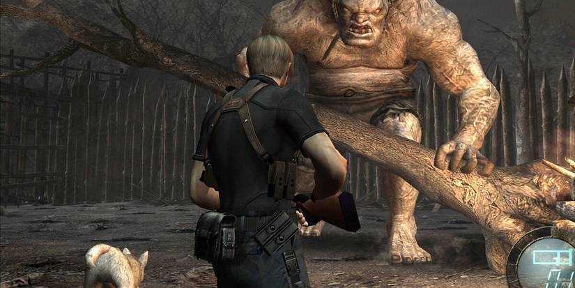 Leon and a dog fighting El Gigante