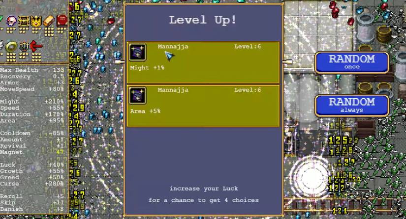 Limit Breaking the Mannajja in Vampire Survivors