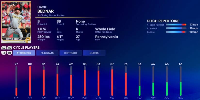 MLB The Show 22 David Bednar Mid Season Player Card