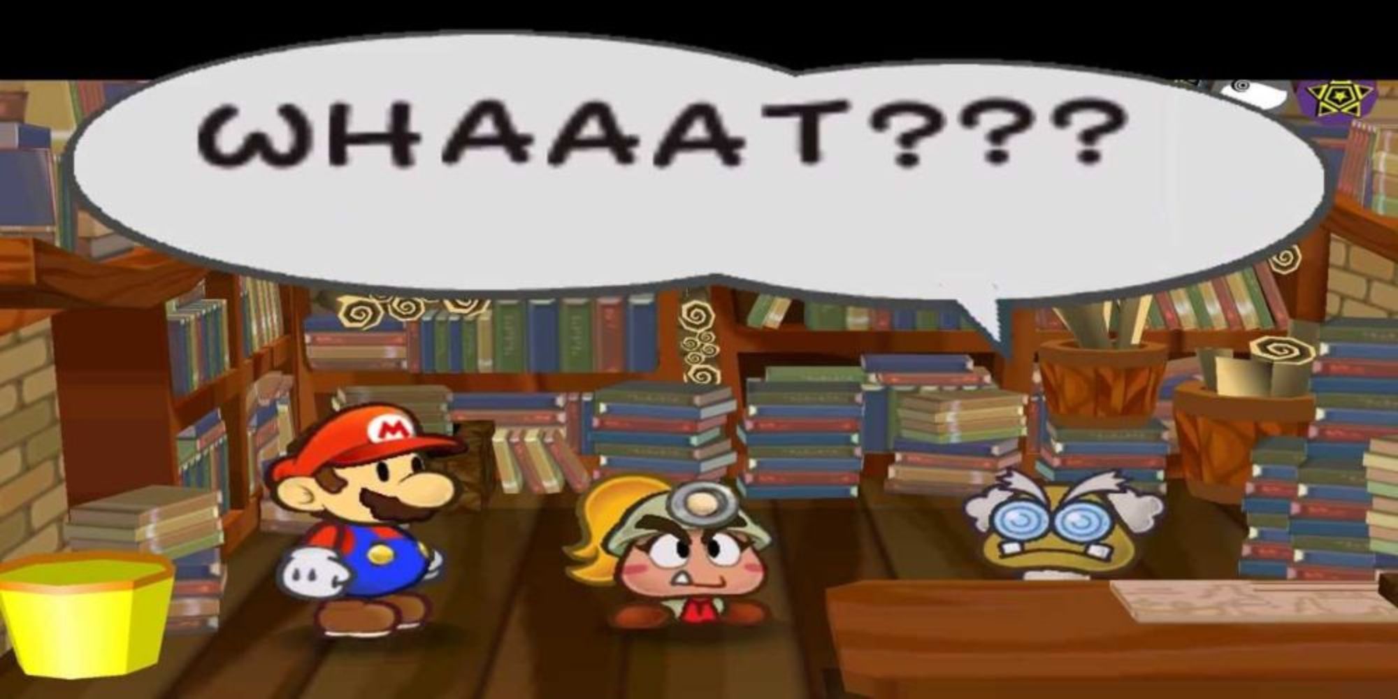 Mario With Goombella and Professor Frankly in Paper Mario 1000 Year Door 