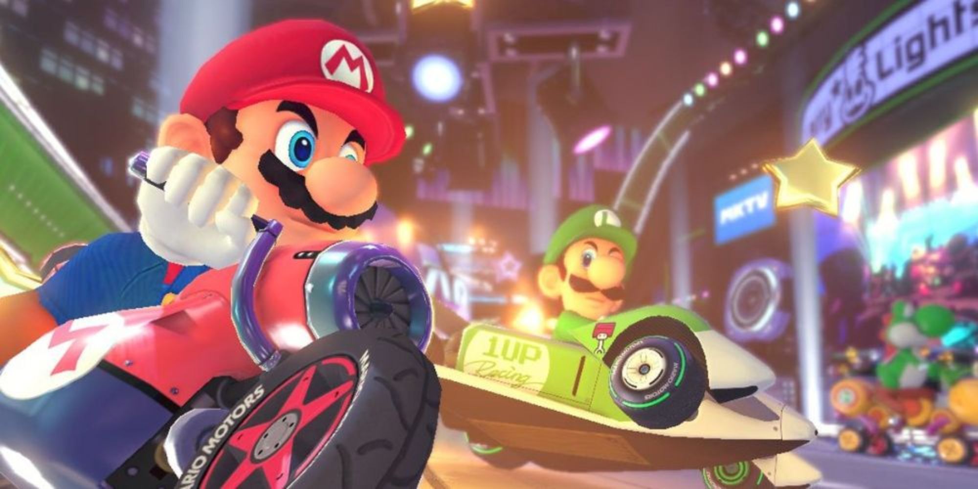 Mario and Luigi Racing in Mario Kart 8 Deluxe